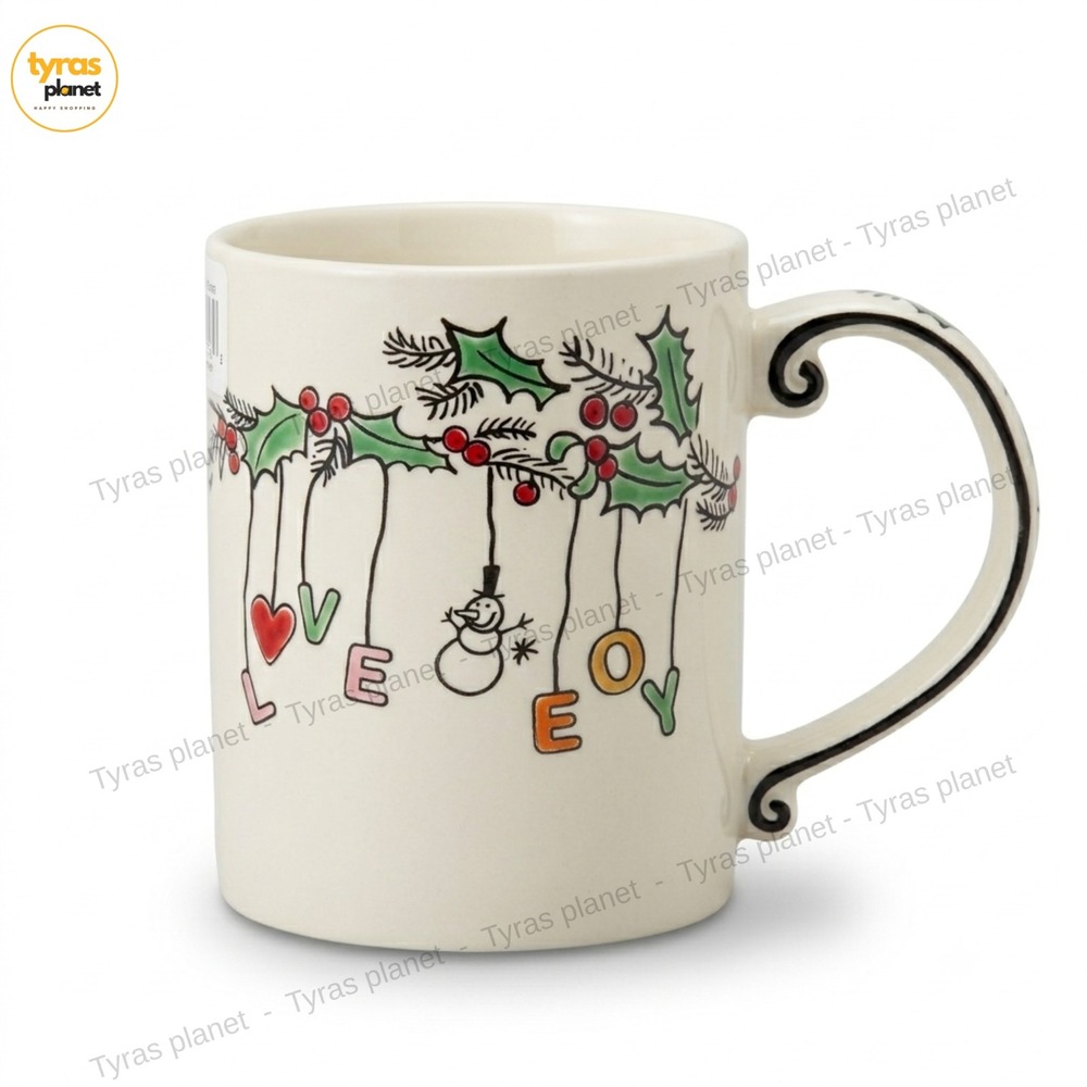 Spectrum‎ Designz Mug Holiday Christmas Mug Holly& Berries Love & Joy 16 oz